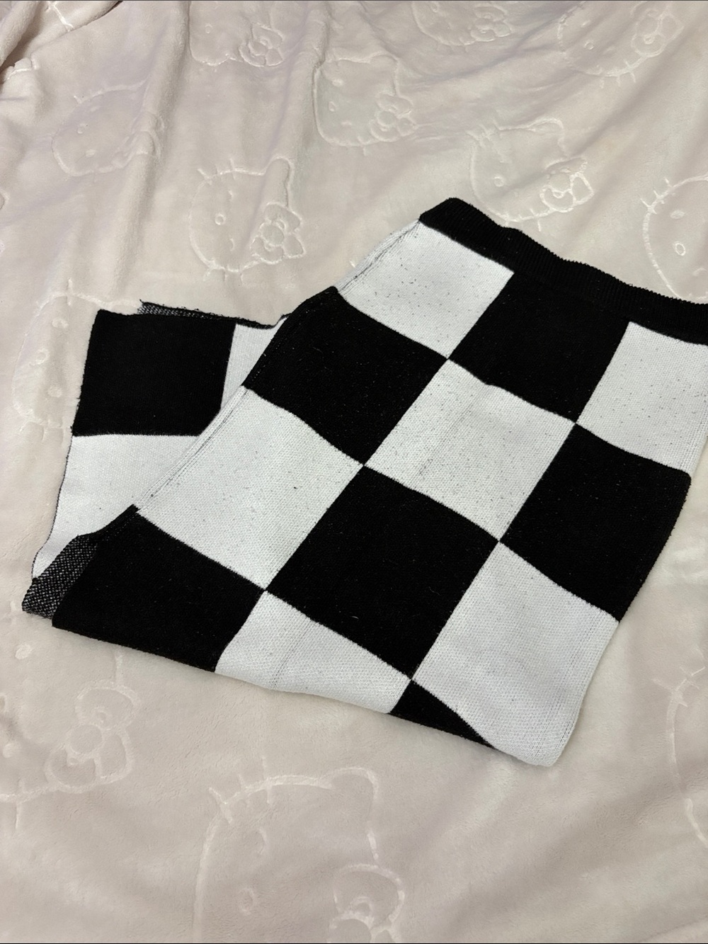 Black & White Checkerboard Knit Skirt